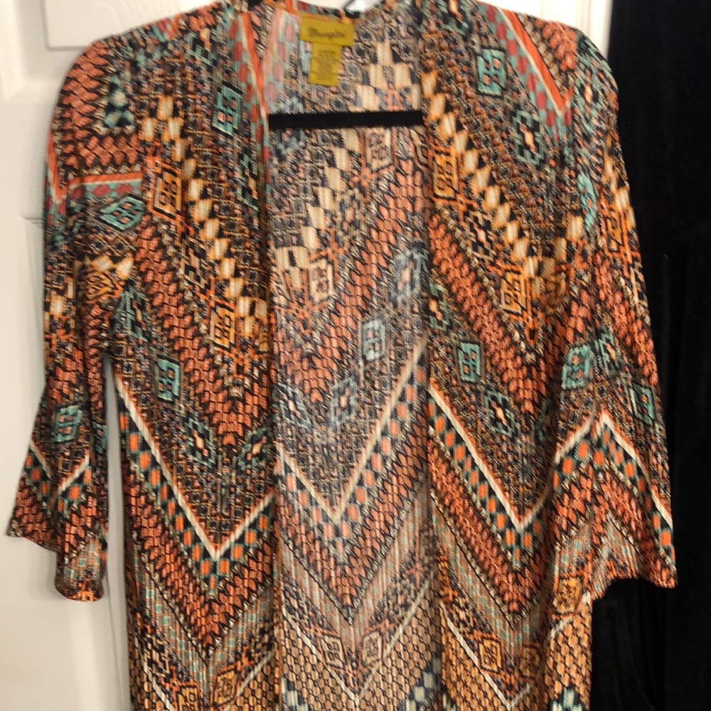 Wrangler Multi Color Chevron Print Open Front Dus… - image 6